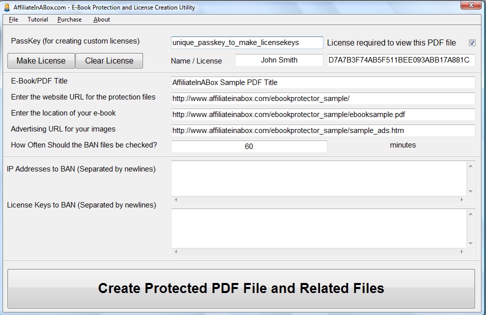 E-Book Protection and License Creation Utility screenshot